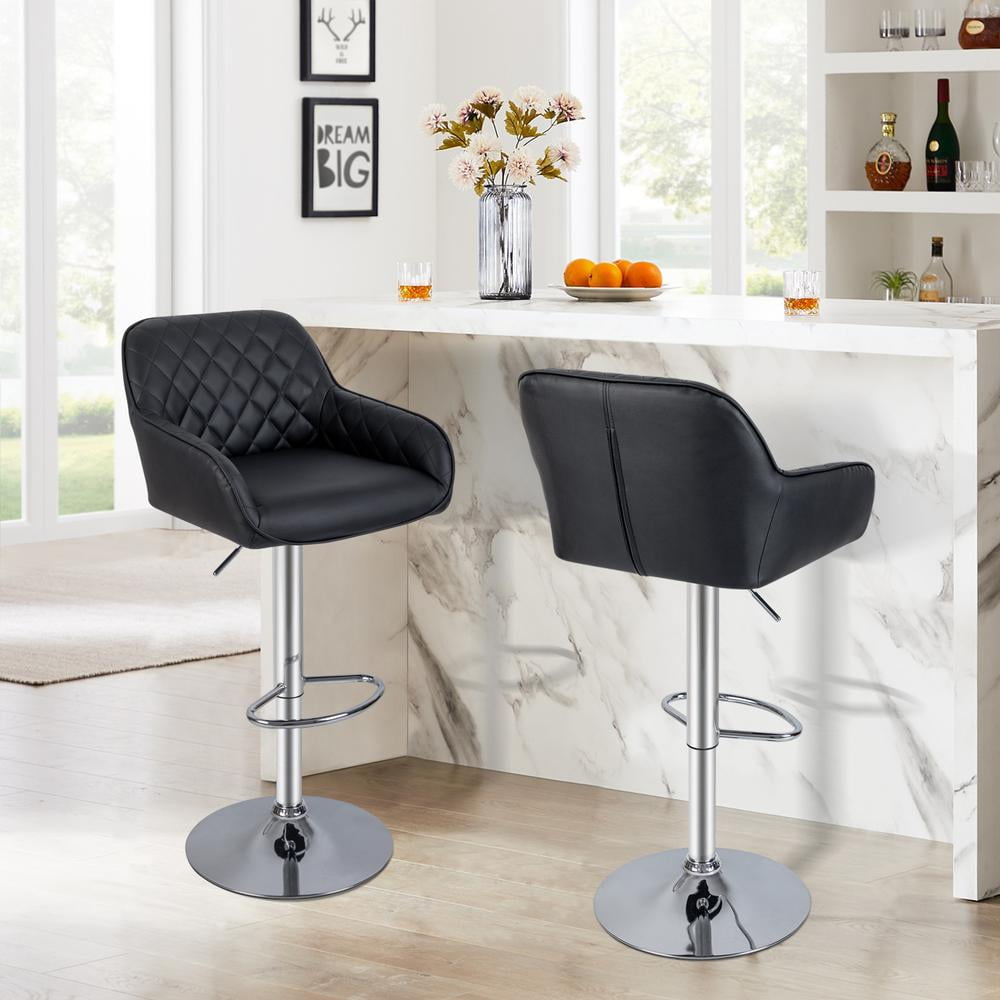 Okeysen Counter Height Bar Stools Swivel Adjustable Modern Back PU ...