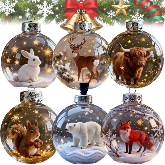 2026 Wildlife Wonders Collection Crystal Glass Ornament, Nature’S Birds Crystal Glass Ornament Set, Handcrafted Vivid 3D Animal Christmas Decoration, Winter Holiday Tree Décor & Gifts(6pcs)