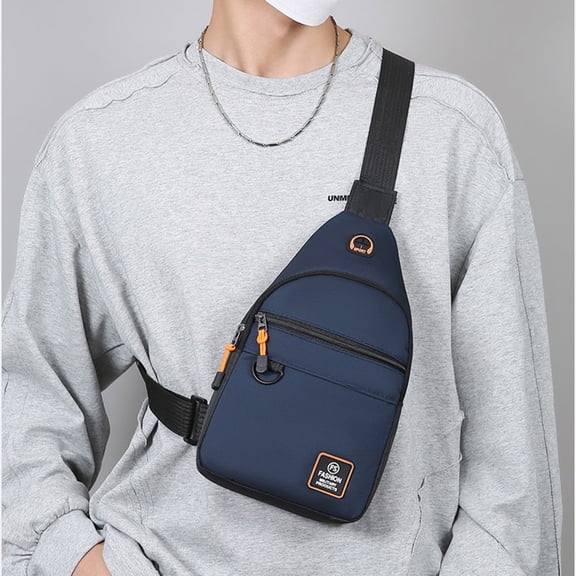 weibbin Men's Sporty Crossbody Chest Bag in Blue - Compact Phone Bag with Adjustable Strap for Outdoor Activities and Commute