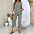 thumbnail image 2 of Clossjun Womens Sets Two Piece Capri Outfits Casual Trendy Fitted Crop Pants and Top Matching Suits Summer Cloths, 2 of 5