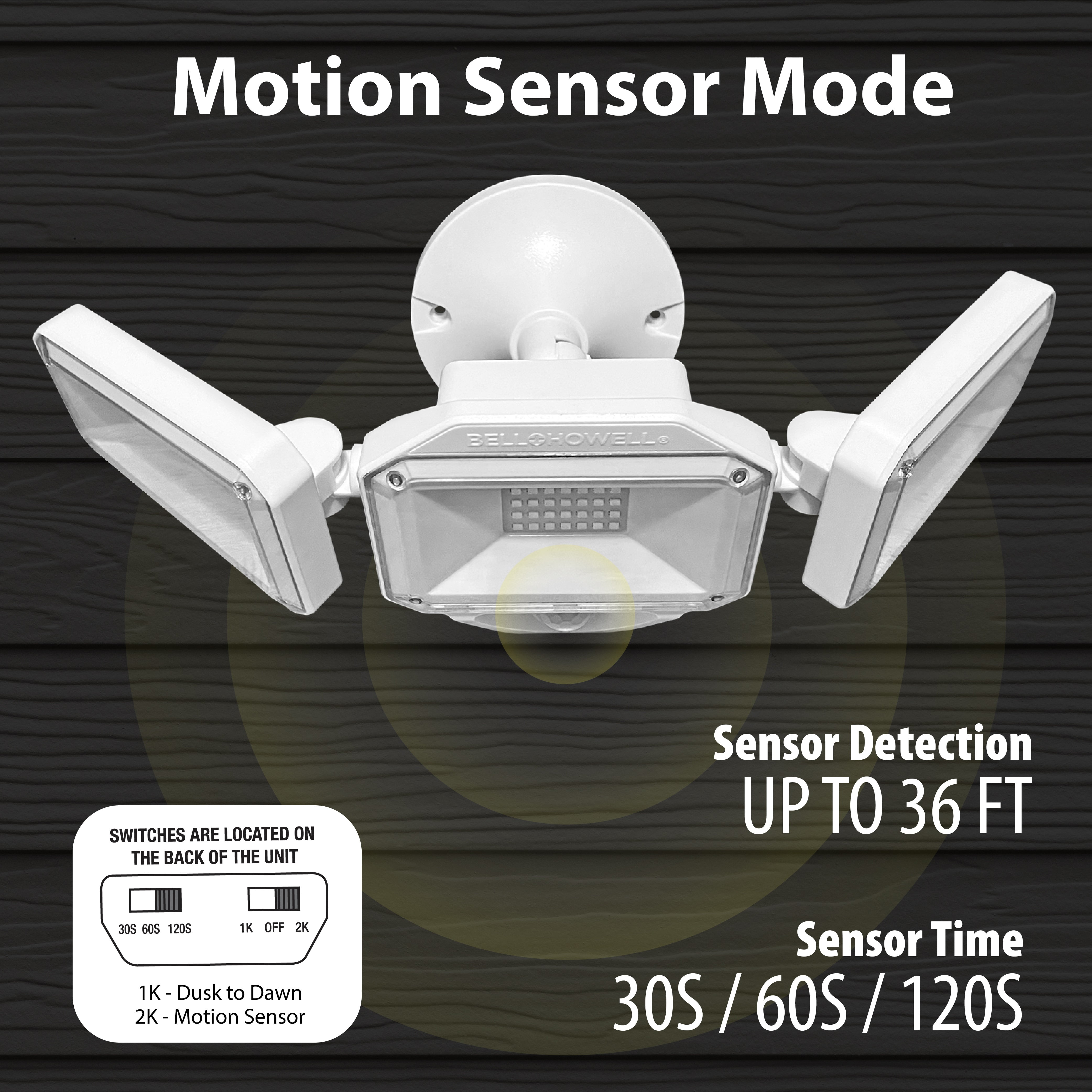 Bionic Floodlight Hardwired Motion Sensor Security Outdoor Floodlight with Time Control 2000 Lumens