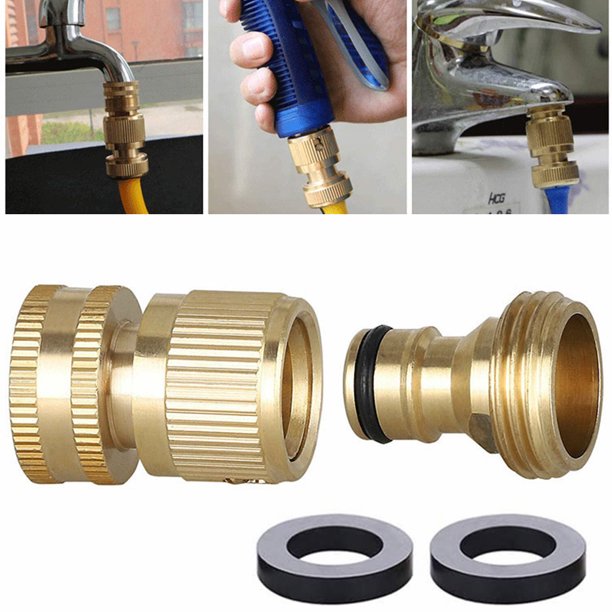 Elbourn Garden Hose Quick Connectors, Solid Brass 3/4 inch GHT Thread