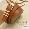 thumbnail image 3 of 2 Pack Women Faux Leather Belts for Jeans Dresses Pants Fashion Ladies Waist Belt with Gold Buckle 0.9" Width, 3 of 8