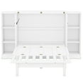 thumbnail image 5 of Harper & Bright Designs Queen Size Murphy Bed Foldable into Cabinet, Wooden Platform Bedframe with Shelves, Drawers and USB Ports, White, 5 of 12