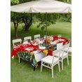 thumbnail image 3 of Outdoor Tablecloth with Umbrella Hole and Zipper, Red Christmas Snowman Rectangle Table Cloth 60x120 Inch Waterproof Tablecloth, Winter Snowflake Green Xmas Tree Picnic Table Cover for Patio Camping, 3 of 7