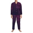 thumbnail image 3 of Naloa Black Dark Blue Purple Men’s Pajamas Set - Long Sleeve Button Down Sleep Shirt and Pajama Bottoms Sleepwear Set-XX-Large, 3 of 7