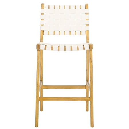 SAFAVIEH Adah Rectangle Mid Back Counter Stool White/Natural
