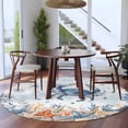 thumbnail image 4 of Oceans Marine Life Round Living Room Rugs 7 ft, Coastal Orange Blue Crabs Starfish Ombre Washable Area Rug with Non-Slip Sturdy Edge Binding Round Carpet for Kitchen Office Bedroom, 4 of 9