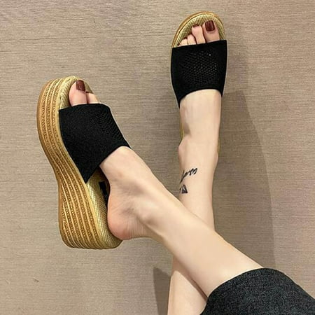 

Zpanxa Slippers for Women Fashion Women Sandals Wear Lazy Summer People Thick-Soled Casual Slippers Shoes Flip Flops for Women Black 38