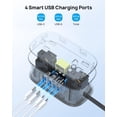 thumbnail image 6 of TROND Flat Plug Power Strip, 3.3ft Wrapped Short Extension Cord with 4 USB(2 USB C), 4 Outlets Small Charging Station, Black, 6 of 7