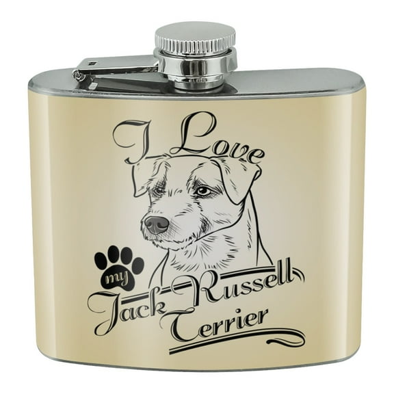 I Love My Jack Russell Terrier Stainless Steel 5oz Hip Drink Kidney Flask