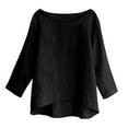 thumbnail image 6 of Women's Casual Short Sleeve Round Neck Loose Fit Tops Shirts Blouses Solid Color Soft Comfortable for Daily Wear Work Office Vacation Fashion Essential Gift for Women | Aestivo,Black L, 6 of 8