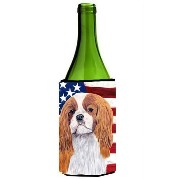 USA American Flag with Cavalier Spaniel Wine Bottle Hugger
