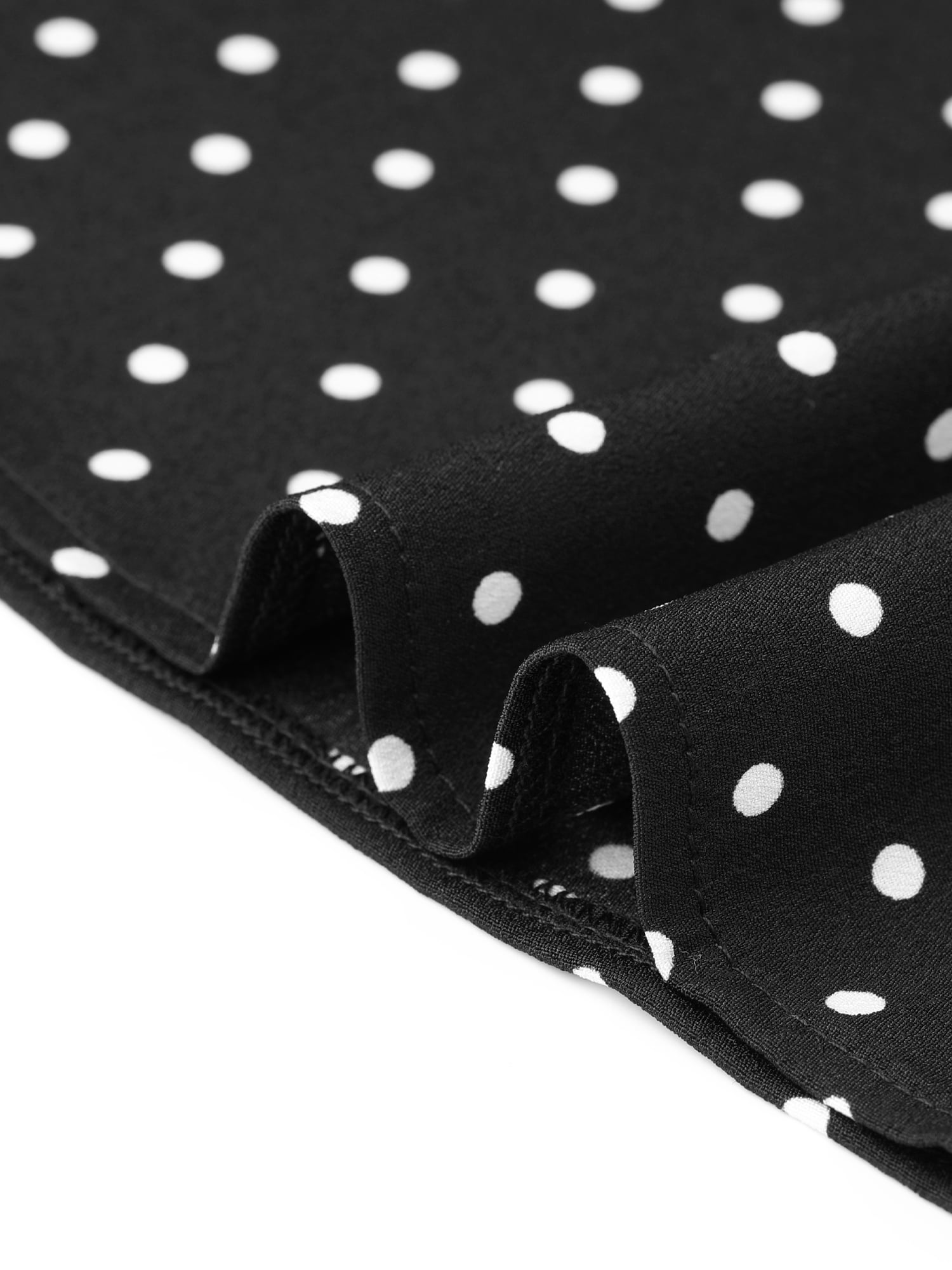 DARING DIVA Women's Polka Dots Blouse Short Sleeve Collar V Neck Work Office Top XL Black