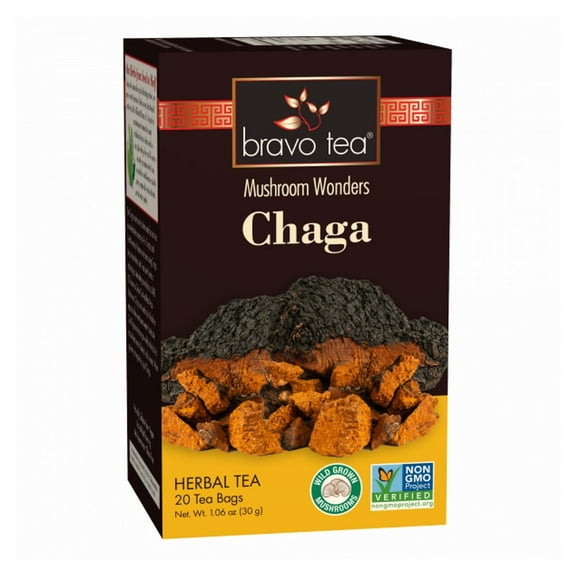 Bravo Tea Chaga Mushroom Herbal Tea Bags, 20 Ea..