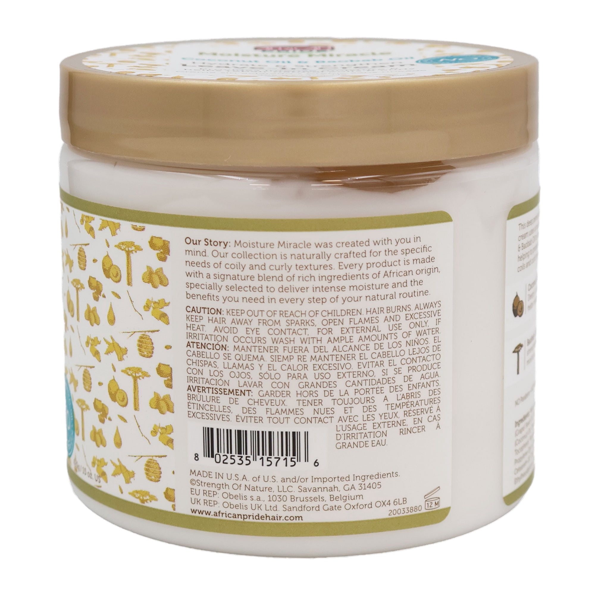 African Pride Moisture Miracle Leave-In Hair Cream 15 Oz., Pack of 3
