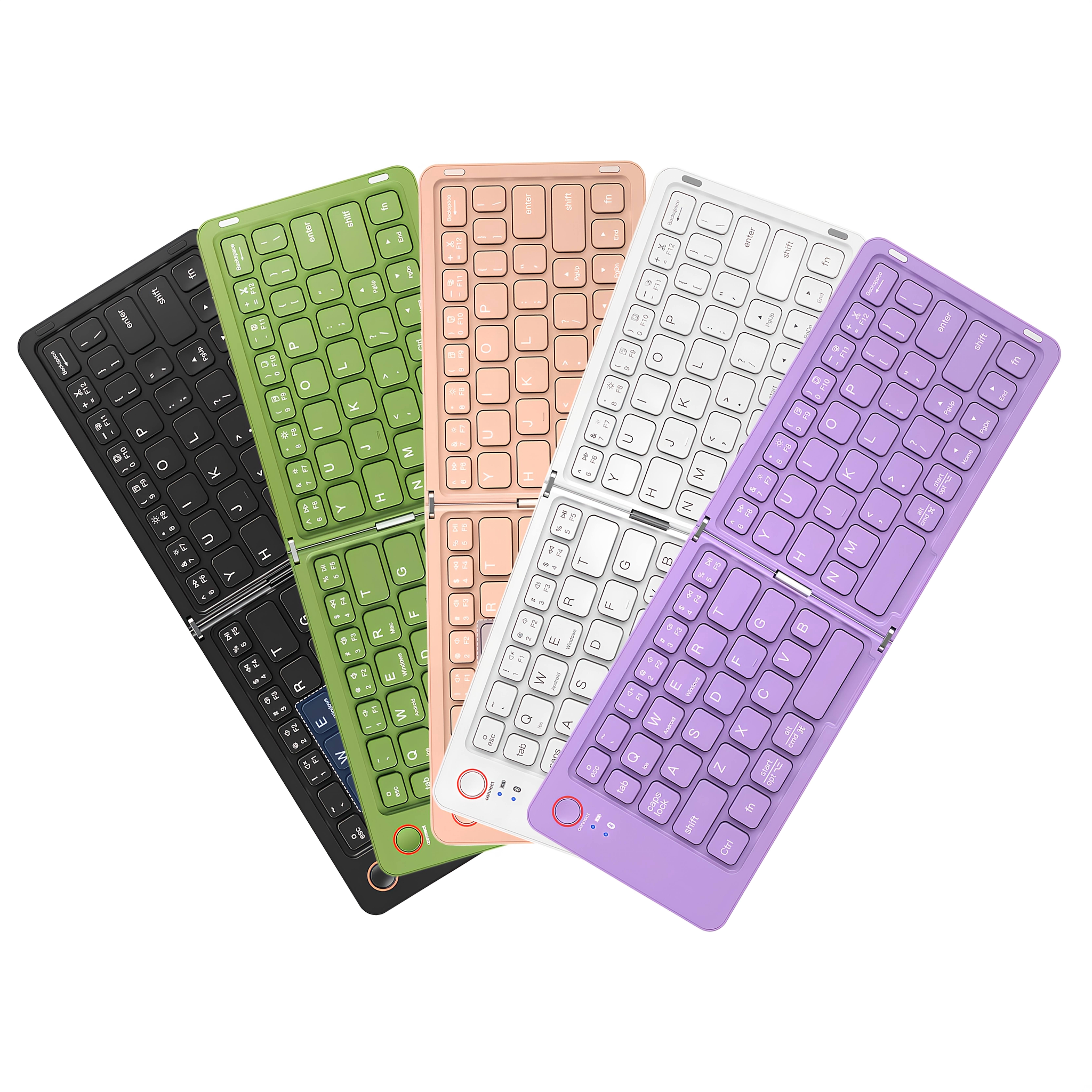Foldable Wireless Keyboard, Portable Double-Fold Bluetooth Keyboard, Ultra-Thin Rechargeable Pocket Keyboard for iOS, Windows, Android Tablet, 5 Colors