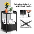 thumbnail image 4 of Round Side Table, White End Table with Storage Basket, Metal Night Stand with Removable Tray, Small Bedside Table for Living Room, Bedroom, Nursery (White), 4 of 7