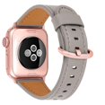 thumbnail image 1 of Huafiy Correa Compatible Con Iwatch De 42 Mm, 44 Mm, 45 Mm, Correa De Cuero De Grano Superior, Correa De Repuesto Para Iwatch Series 8/7/6/5/4/3/2/1 Se Sport Edition (Gris Caqui + Oro Rosa 42 Mm 44 Mm, 1 of 1