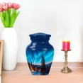 thumbnail image 7 of JAGASY Northern Lights Handmade Urn for Ashes Adult Male, Blue Small Urns for Human Ashes Keepsake, Starry Sky Decorative Urns for Friends, Snowy Mountain Funeral Urn for Boy & Girl, (3 Inch), 7 of 7