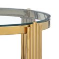 thumbnail image 4 of Modern Round Tempered Glass Dining Table with Stainless Steel Frame & Polished Gold Legs - Compact 8-Person Kitchen Dining Set, 4 of 5