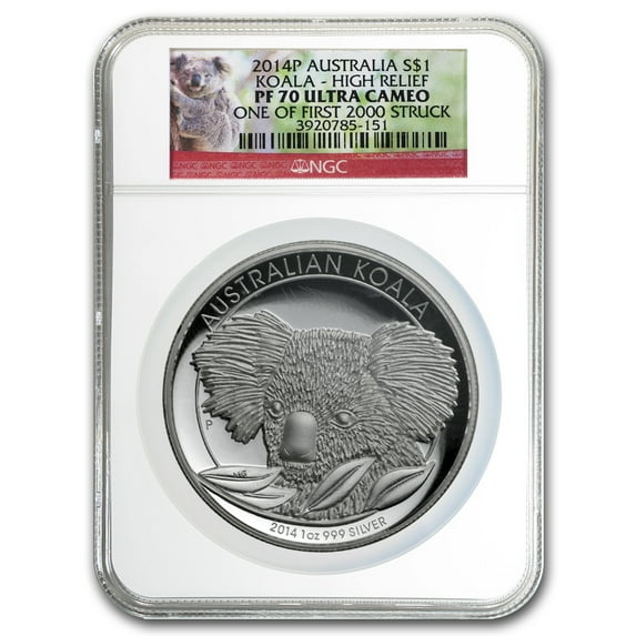 2014 Australia 1 oz Silver Koala PF-70 NGC (High Relief)