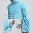thumbnail image 4 of DDAPJ pyju Mens UPF 50+ Fishing Shirts Long Sleeve UV Sun Hoodie Hiking Running Workout Hooded Tops with Thumb Holes and Pockets Light Blue M, 4 of 5