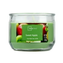 Mainstays 3-Wick Glass Jar Candle, Sweet Apple, Green, 11.5 oz