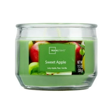 Mainstays 3-Wick Glass Jar Candle, Sweet Apple, Green, 11.5 oz