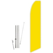 Solid Yellow Color Advertising Decorative Super Novo Feather Flag - Complete with 15ft Pole Set and Ground Spike