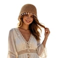 thumbnail image 3 of Krdevn Bohemian Crochet Hat Handmade Shell Lightweight Boho Cap for Beach and Travel,One Size, 3 of 6