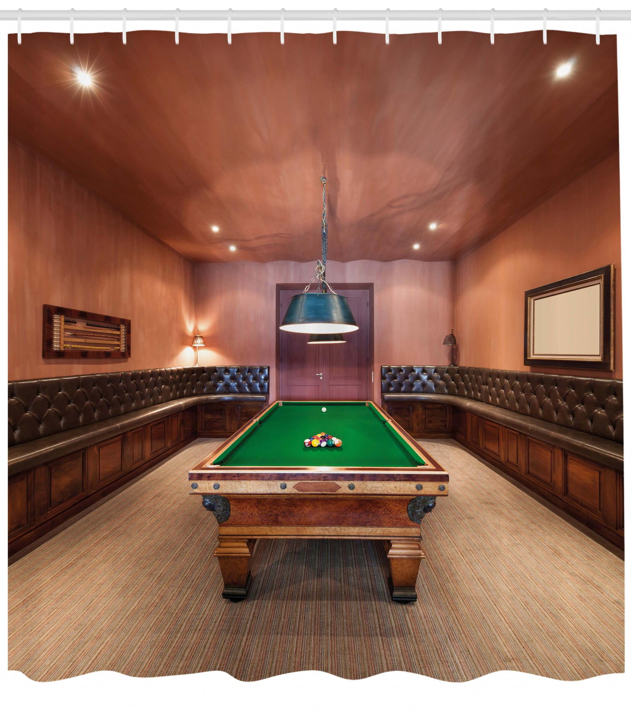 Modern Shower Curtain, Entertainment Room in Mansion Pool Table