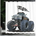 thumbnail image 4 of Ambesonne Cartoon Shower Curtain, Monster Truck Pirate, 69"Wx84"L, Cadet Blue White, 4 of 5