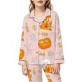 thumbnail image 5 of SJLDQY Halloween Pajamas for Girls Hallowmas Print Long Sleeve Shirts and Pants 2 Piece Loungewear Sets Casual Sleepwear Button Down Pj Sets, 5 of 5
