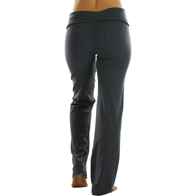 ToBeInStyle Women's Low Rise Sweatpants w/Fold-Over Waistband - Small -  Dark Gray