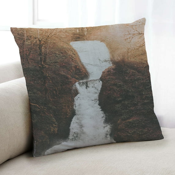 Ahgly Company Earth Waterfall Indoor Throw Pillow, 18 inch by 18 inch