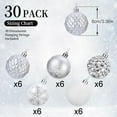 thumbnail image 5 of 30ct Christmas Ball Ornaments, 2.36 in Shatterproof Xmas Tree Decorations, Plastic Baubles for Holiday, Party, Wedding, or Home Decor, White & Silver, 5 of 7