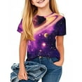 thumbnail image 4 of MKOSPLRT 3-14 Years Short Sleeve Tops for Girl Round Neck Glittle Print Shirts Funny Graphic Tees Cute Back to School Blouses Kids Clothes, 4 of 9