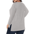 thumbnail image 3 of Fancyglim Womens Long Sleeve Tops V Neck T Shirt Plus Size Split Tee(Gray 3X), 3 of 7