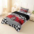 thumbnail image 2 of Manfei Red Sports Cars Twin Comforter Sets,Classic Racing Print Bedding Set,Black Reversible,2pcs,1 Comforter and 1 Pillowcase, 2 of 7