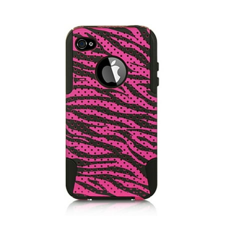 iPhone 4S Case, by Insten Zebra Hybrid Dual Layer PC/TPU Rubber Shockproof Case Cover  For Apple iPhone 4 /