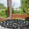thumbnail image 2 of Ambesonne Exotic Emoji Fitted Round Tablecloth, Flowers Surfboards, 56"- 60" Diameter, Vermilion Dark Seafoam, 2 of 5