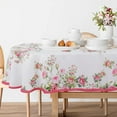 thumbnail image 3 of Pink Oval Tablecloth, Floral Oval Tablecloth, Pink Flowers Print Table Cloth, Spring Summer Waterproof Wrinkle Free Tablecloth for Oval Tables 60 X 120 Inch, 3 of 6