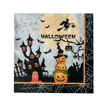 geerera 20-Pack Halloween Party Tableware Disposable Ghost/Pumpkin Print Tableware for Spooky Celebrations