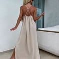 thumbnail image 5 of Wlynlyn Womens Maxi Dresses Spaghetti Strap Loose Fitted Casual Cami Dress Solid Color Slit Beach Summer Sleeveless Sundress, 5 of 6