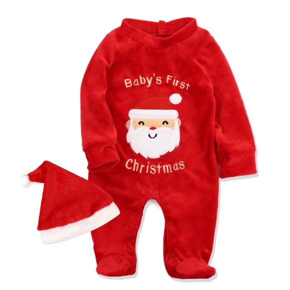 Von kilizo Tenue de Noël pour Bébé Mon Premier Noël Fille Garçon 0-3 Mois Nouveau-Né Fille Tenue de Noël Grenouillère avec Chapeau de Père Noël