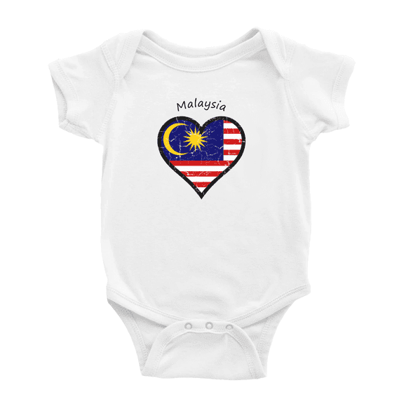 Malaysia Flag Heart Love Funny Baby Clothing Bodysuits Boy Girl Clothes