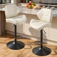 thumbnail image 2 of Hawsaiy Swivel Bar Stools Set of 2, Adjustable Height Faux Leather Bar Stools with Back, Double-Layer Upholstered Counter Height Bar Chairs for Kitchen Island, White, 2 of 10
