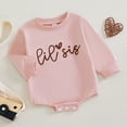 thumbnail image 2 of XAOWF Toddler Baby Girls Bodysuit Long Sleeve Round Neck Cute Letter Printed Comfortable Sweatshirt Romper Relaxed Fit Stylish Rompers, 2 of 8