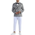 thumbnail image 2 of INSPIRE CHIC Striped Blazers for Men's Peak Lapel Sports Coat Double Breasted Business Stripes Suit Jacket M Black White, 2 of 6